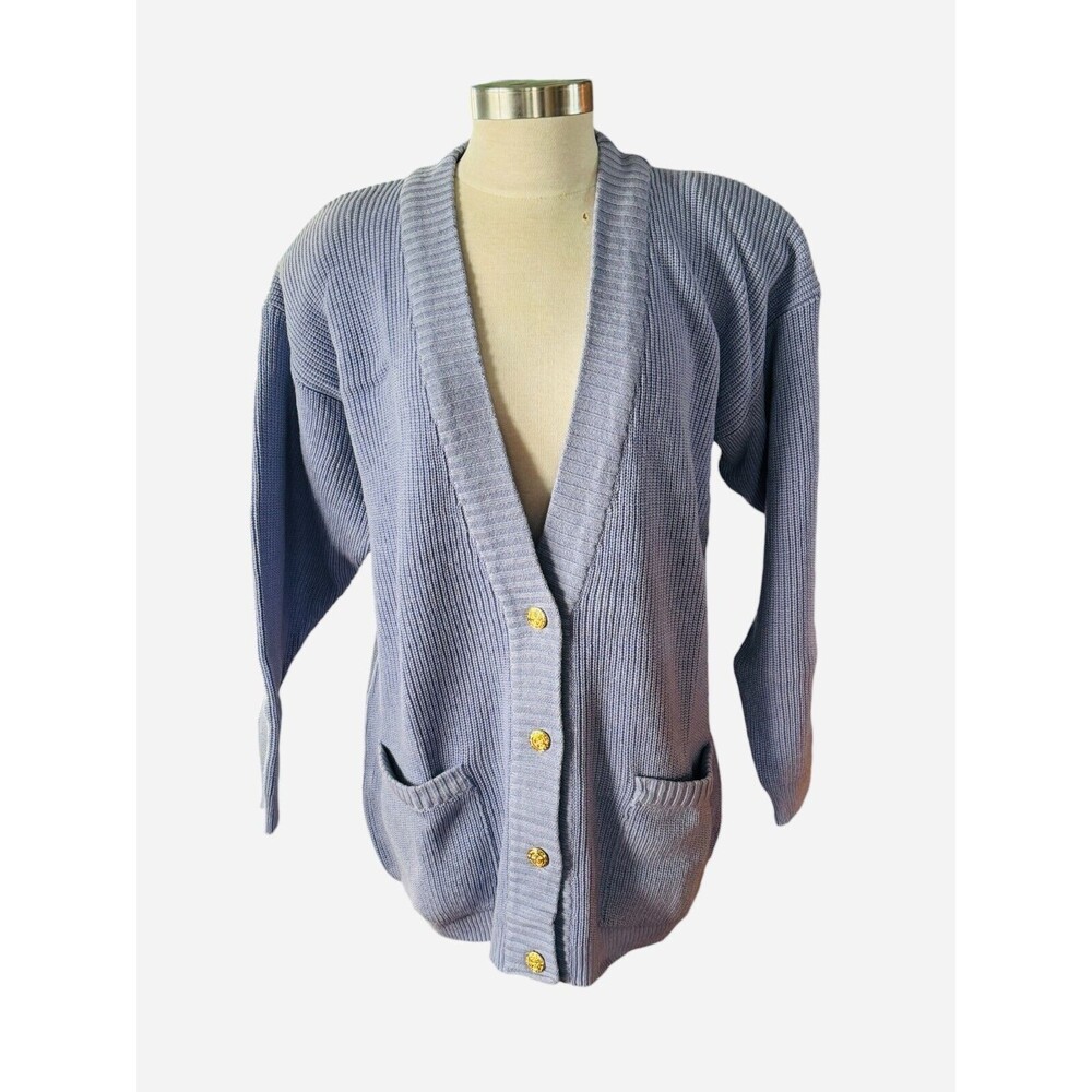 Lindsey Blake Wm Large Lavender Long Sleeve 4 Button Front Cardigan Sweater NEW